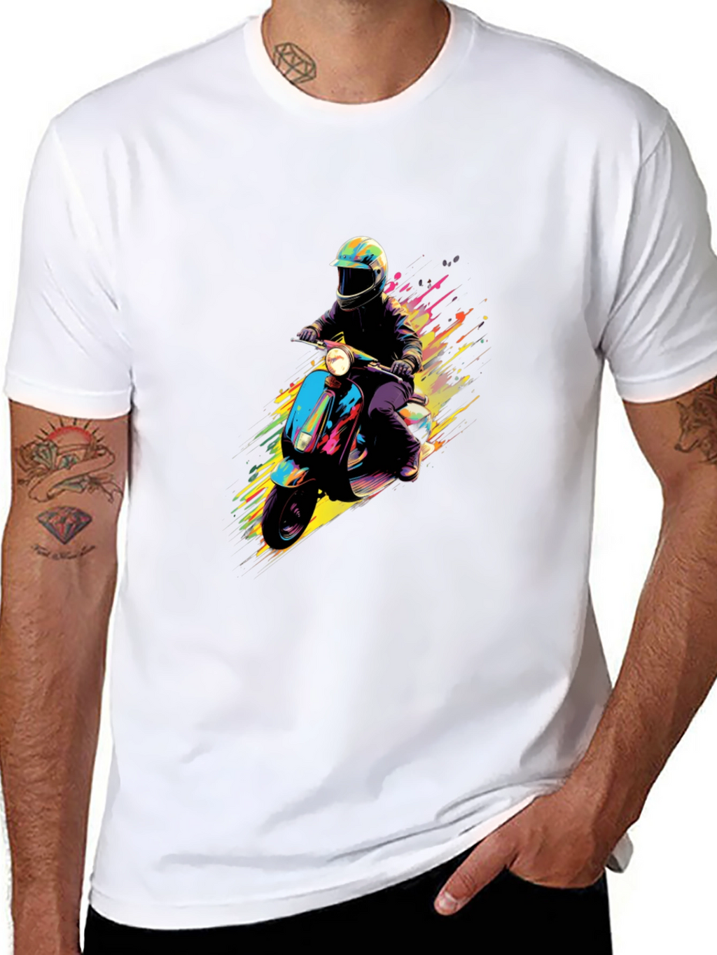 Retro Scooter Graphic T-Shirt - Cool Rider Design