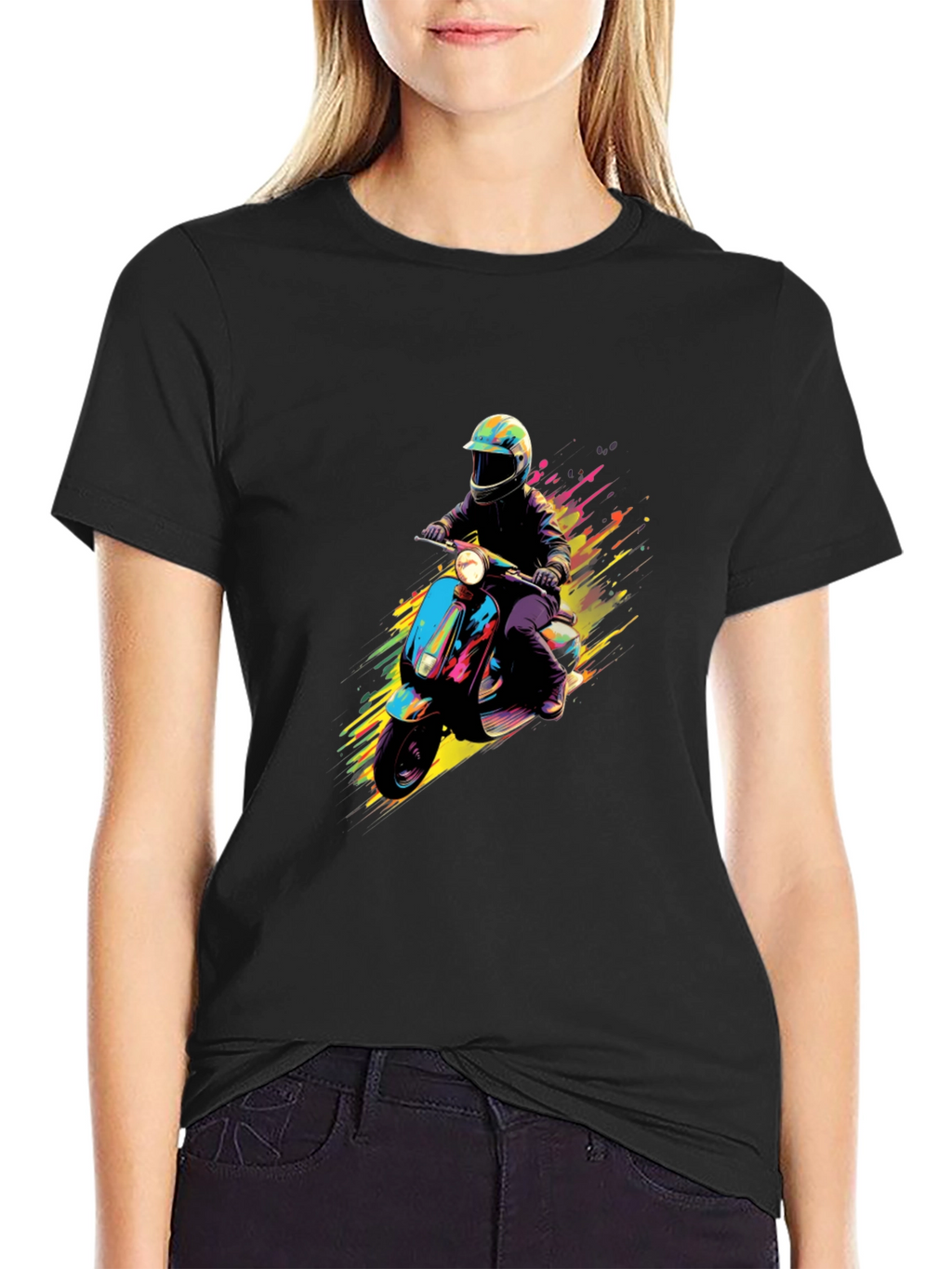 Retro Scooter Graphic T-Shirt - Cool Rider Design