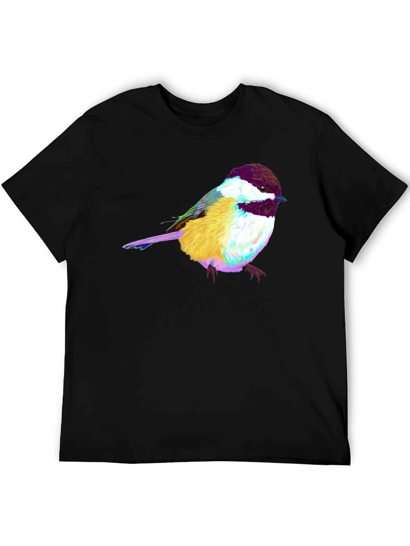Colorful Bird Graphic Tee - Black