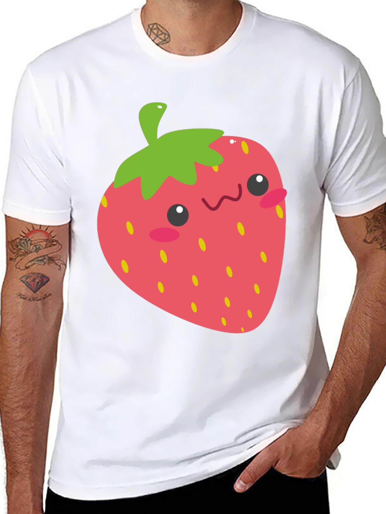 Kawaii Strawberry Graphic Tee - Black Unisex T-Shirt