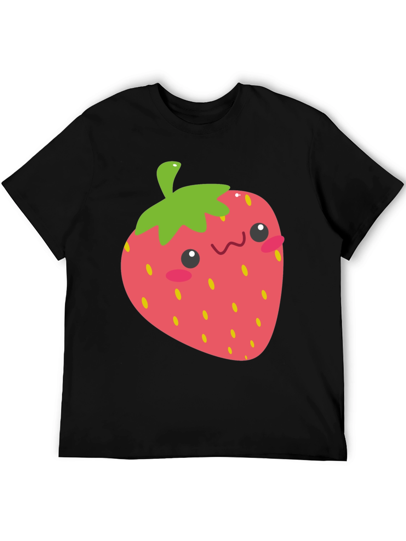 Kawaii Strawberry Graphic Tee - Black Unisex T-Shirt