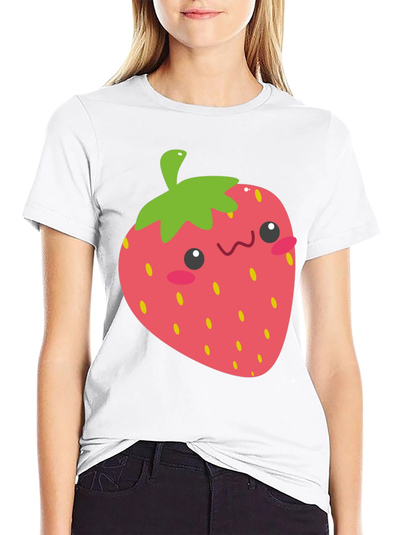 Kawaii Strawberry Graphic Tee - Black Unisex T-Shirt