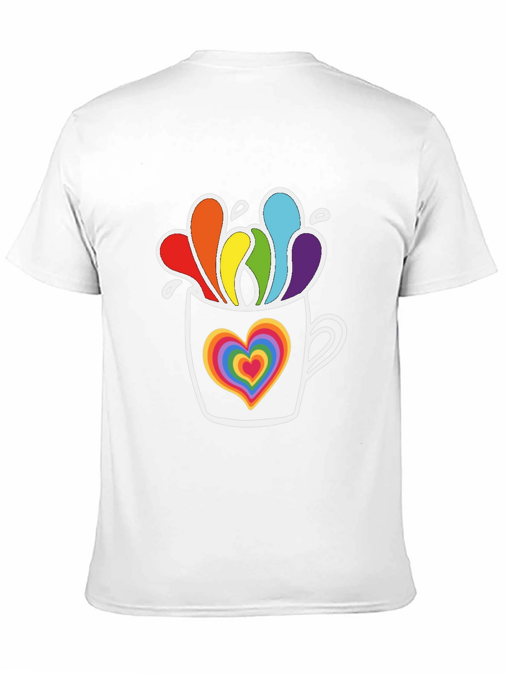 Rainbow Heart Mug Black Graphic Tee