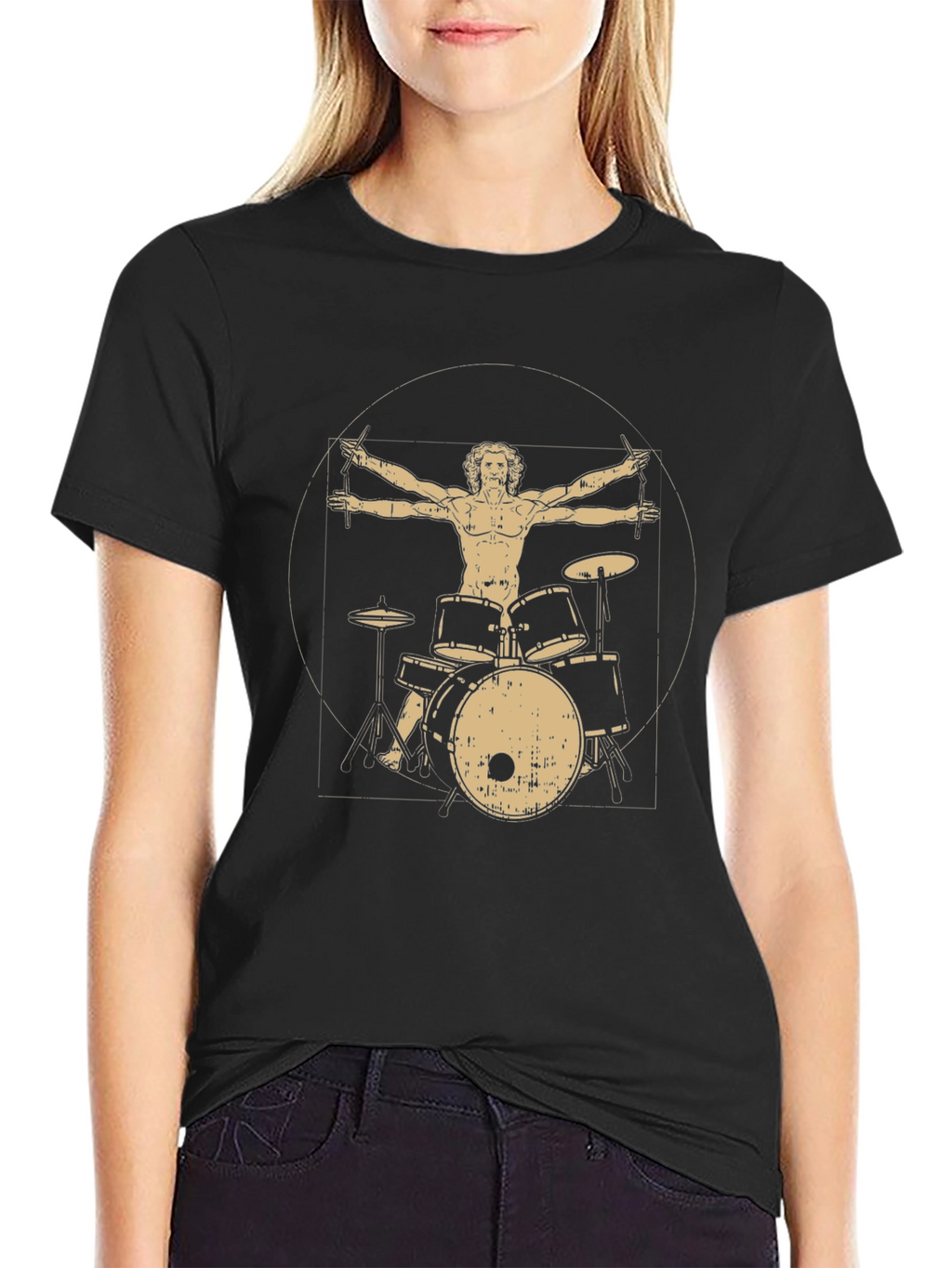 Vitruvian Drummer T-Shirt - Classic Design