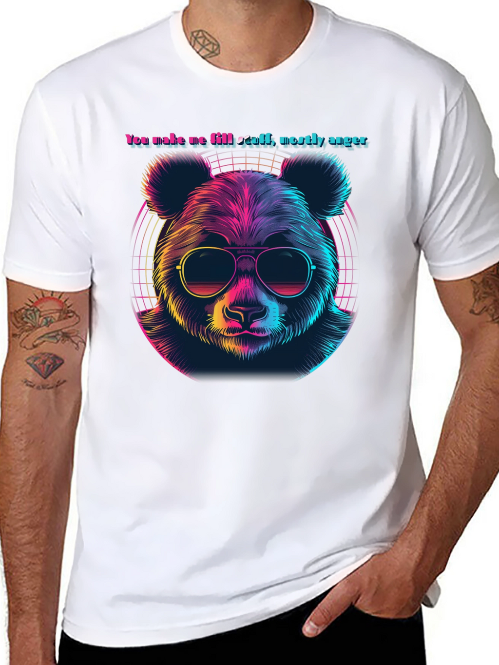 Retro Panda Bear T-Shirt - Anger Funny Tee