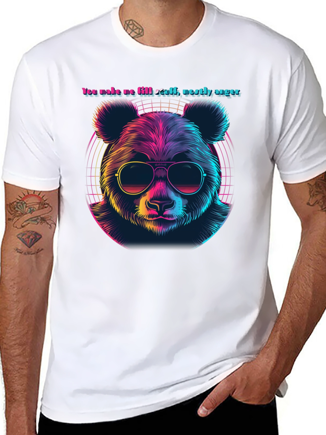 Retro Panda Bear T-Shirt - Anger Funny Tee