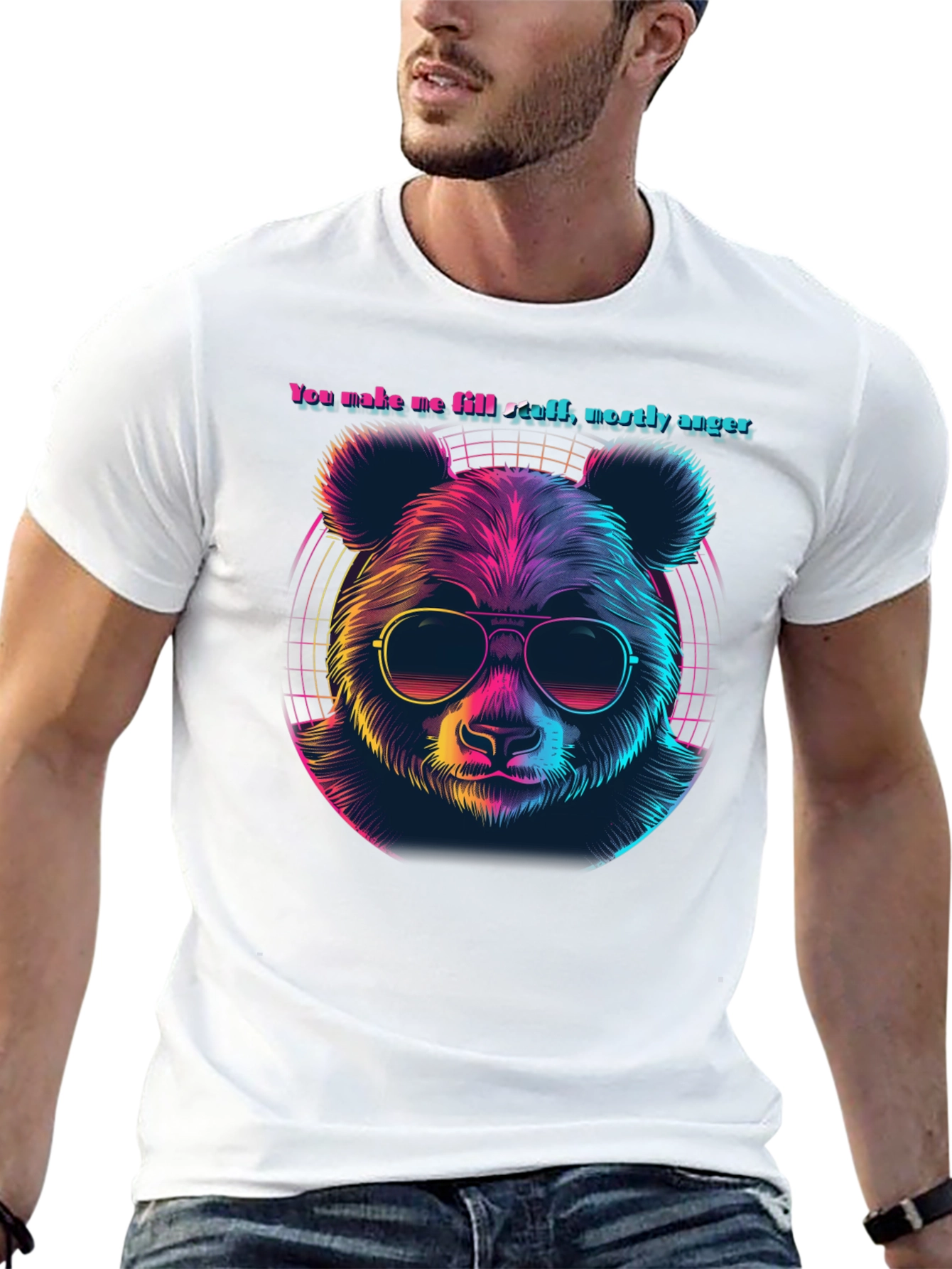 Retro Panda Bear T-Shirt - Anger Funny Tee