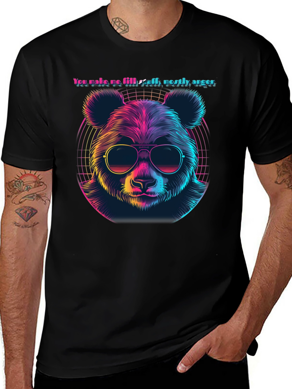 Retro Panda Bear T-Shirt - Anger Funny Tee