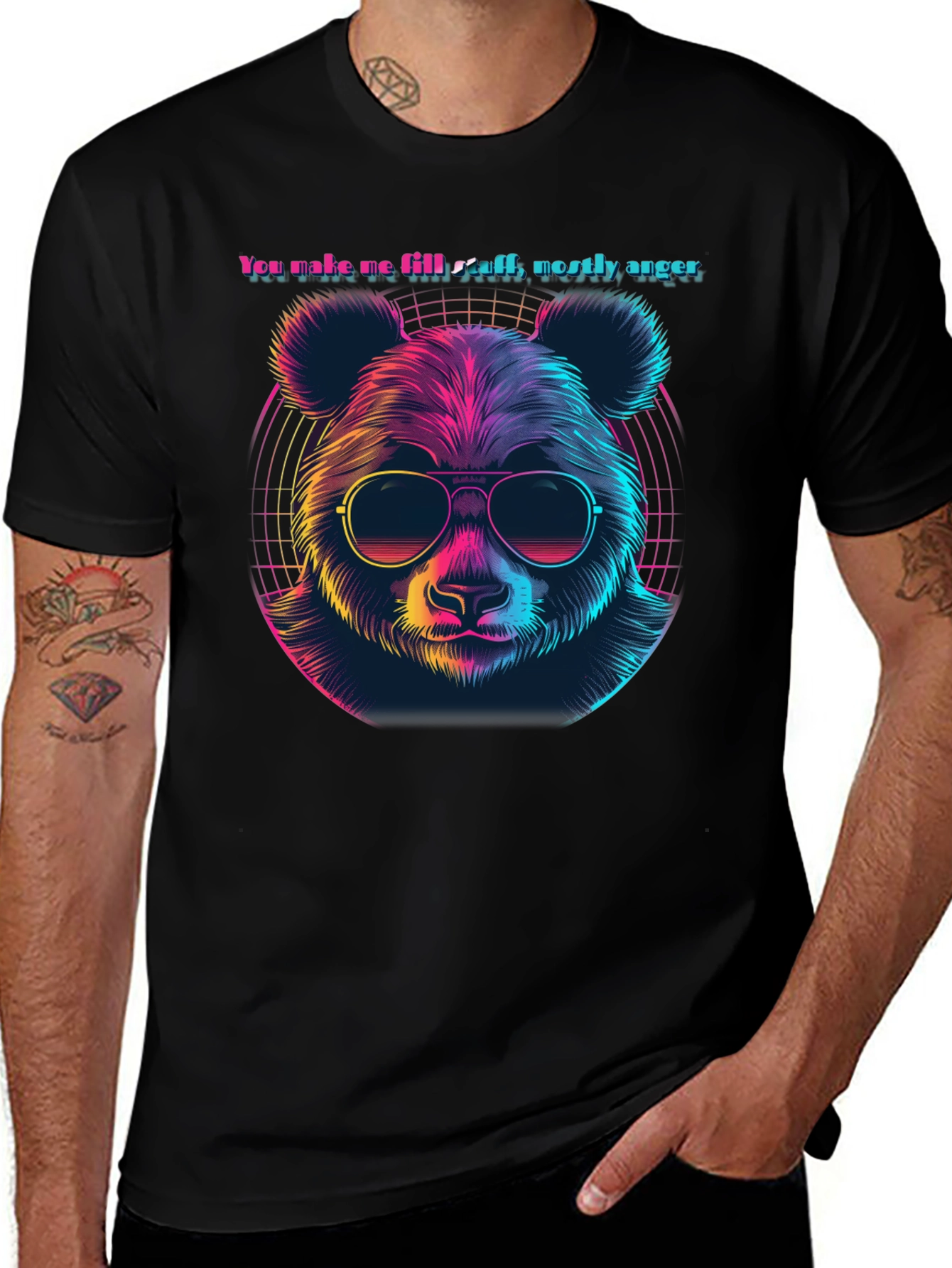 Retro Panda Bear T-Shirt - Anger Funny Tee