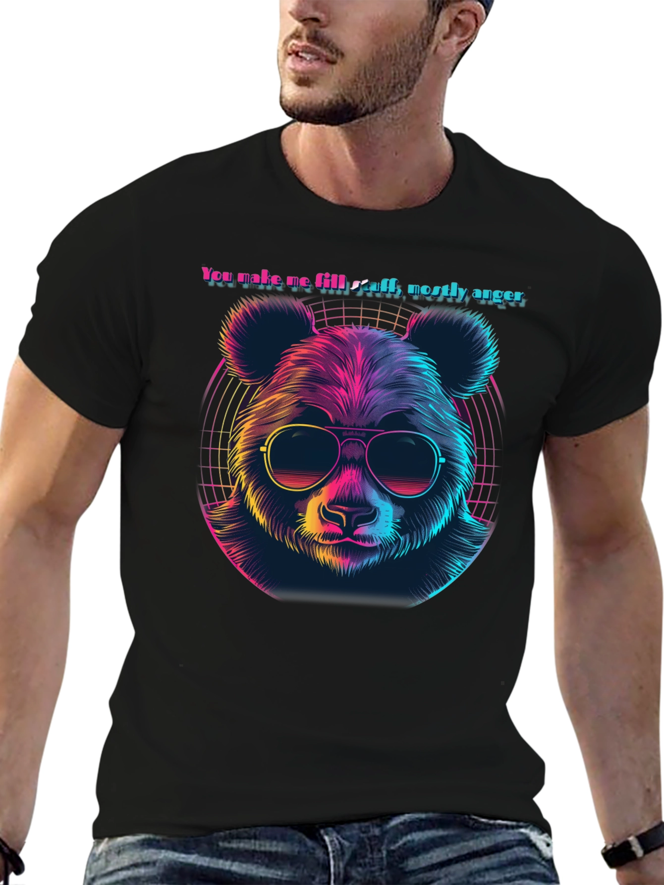 Retro Panda Bear T-Shirt - Anger Funny Tee