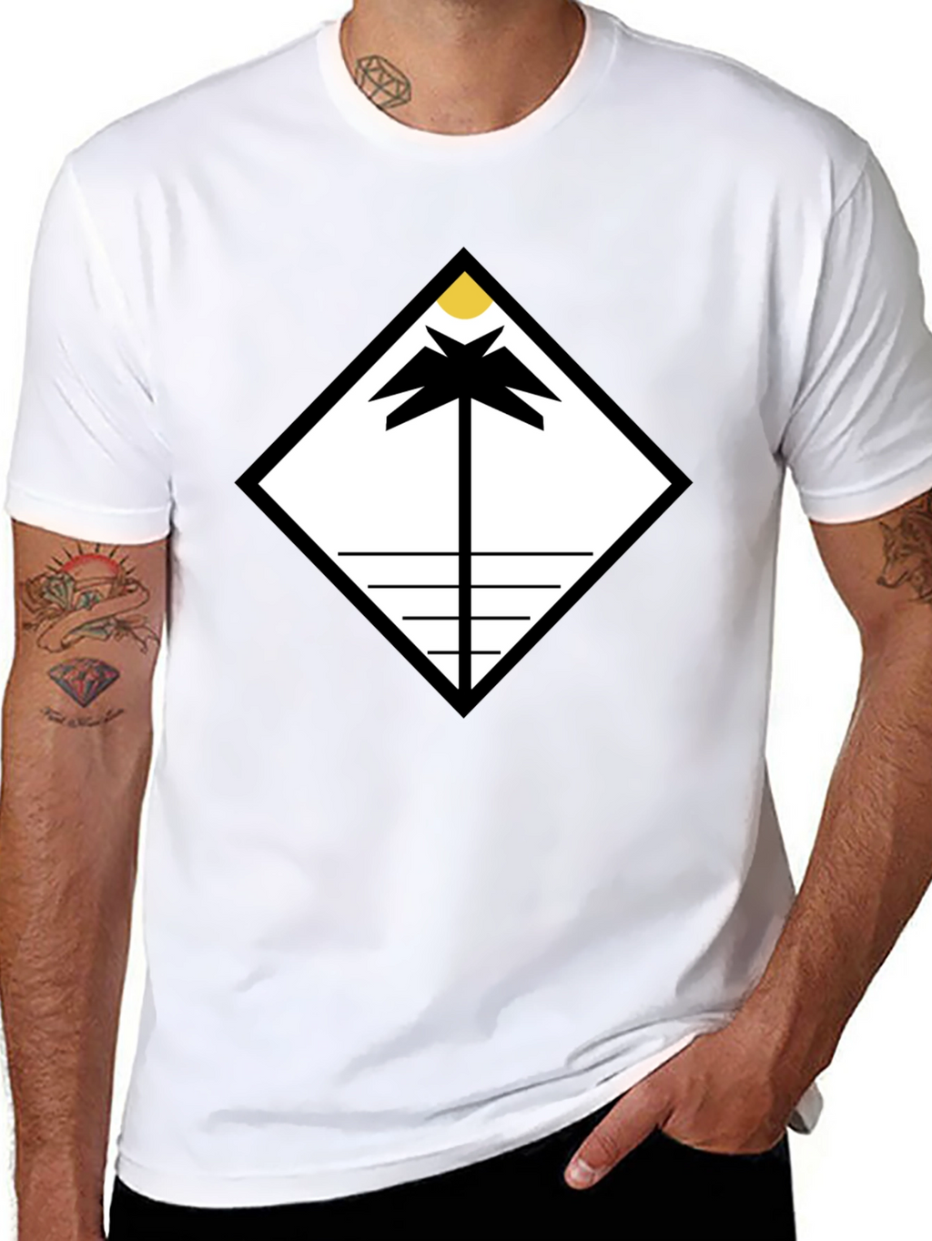 Geometric Palm Tee - Modern Minimalist Design