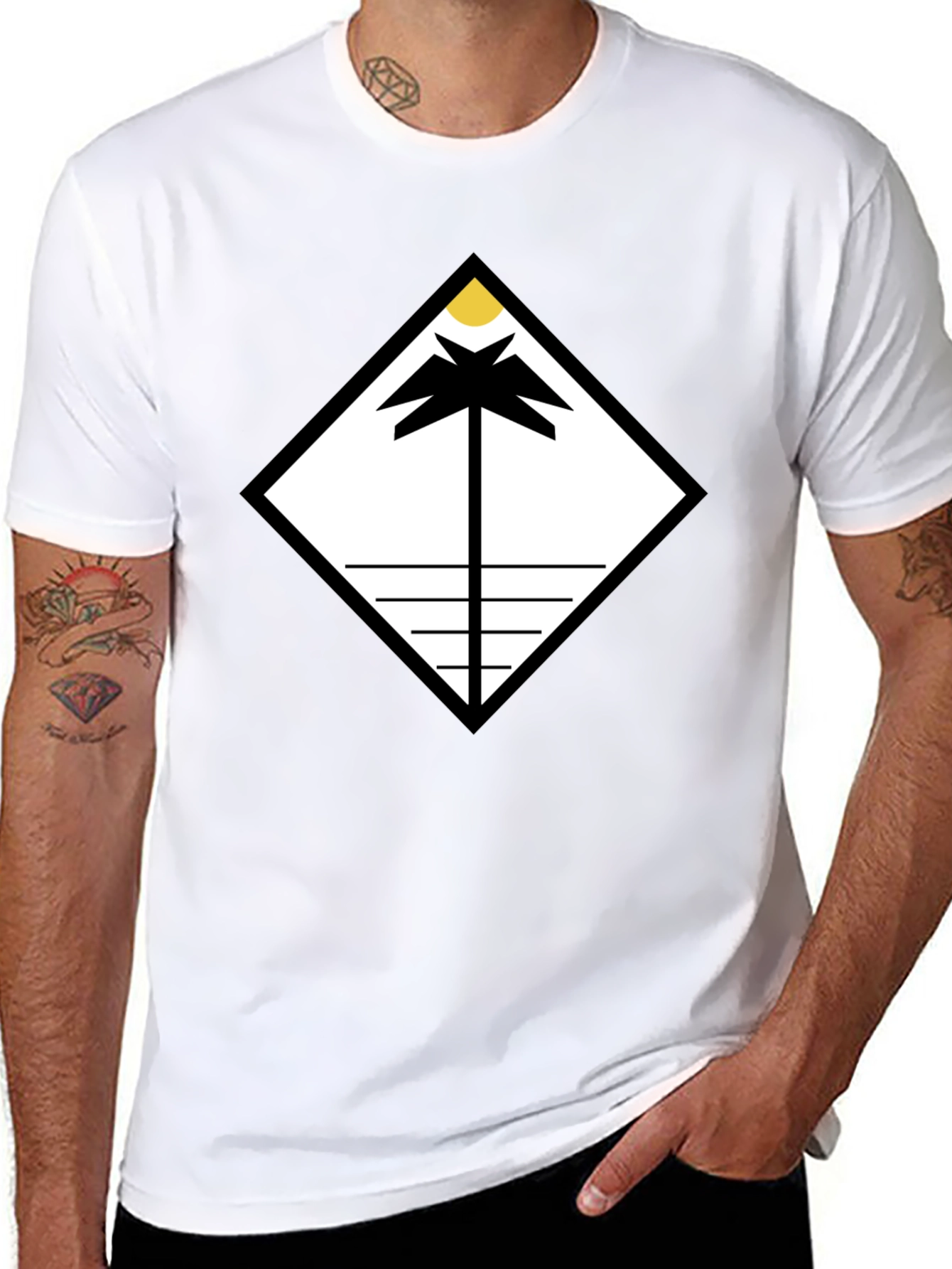 Geometric Palm Tee - Modern Minimalist Design