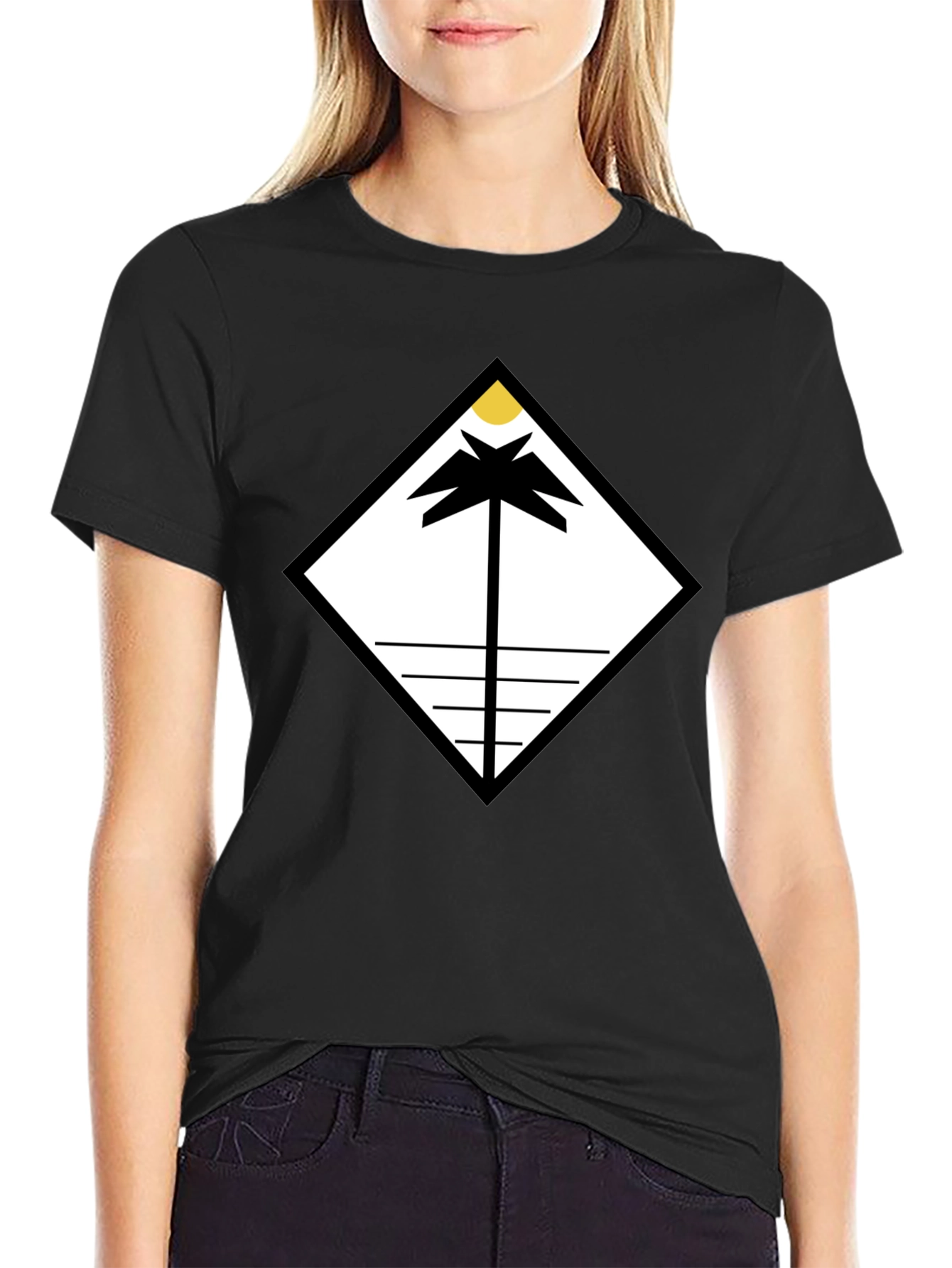 Geometric Palm Tee - Modern Minimalist Design