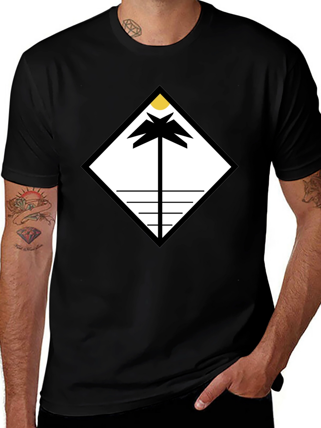 Geometric Palm Tee - Modern Minimalist Design
