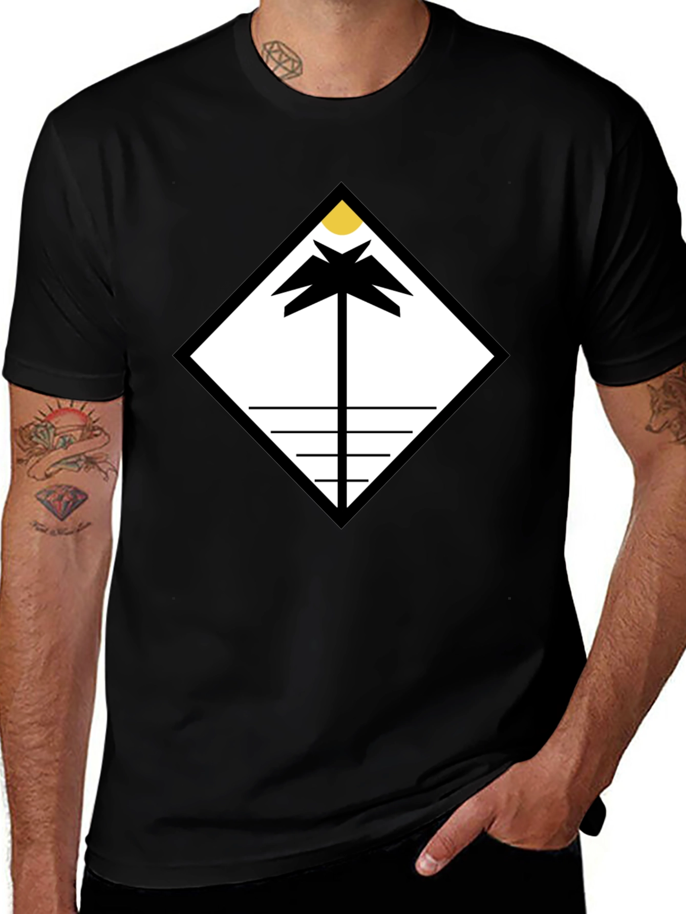 Geometric Palm Tee - Modern Minimalist Design
