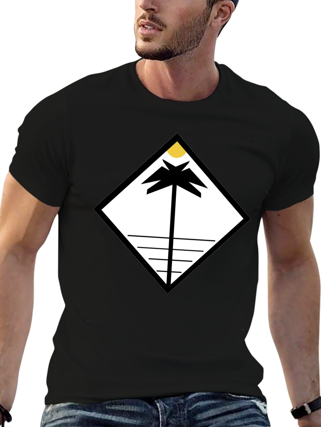 Geometric Palm Tee - Modern Minimalist Design