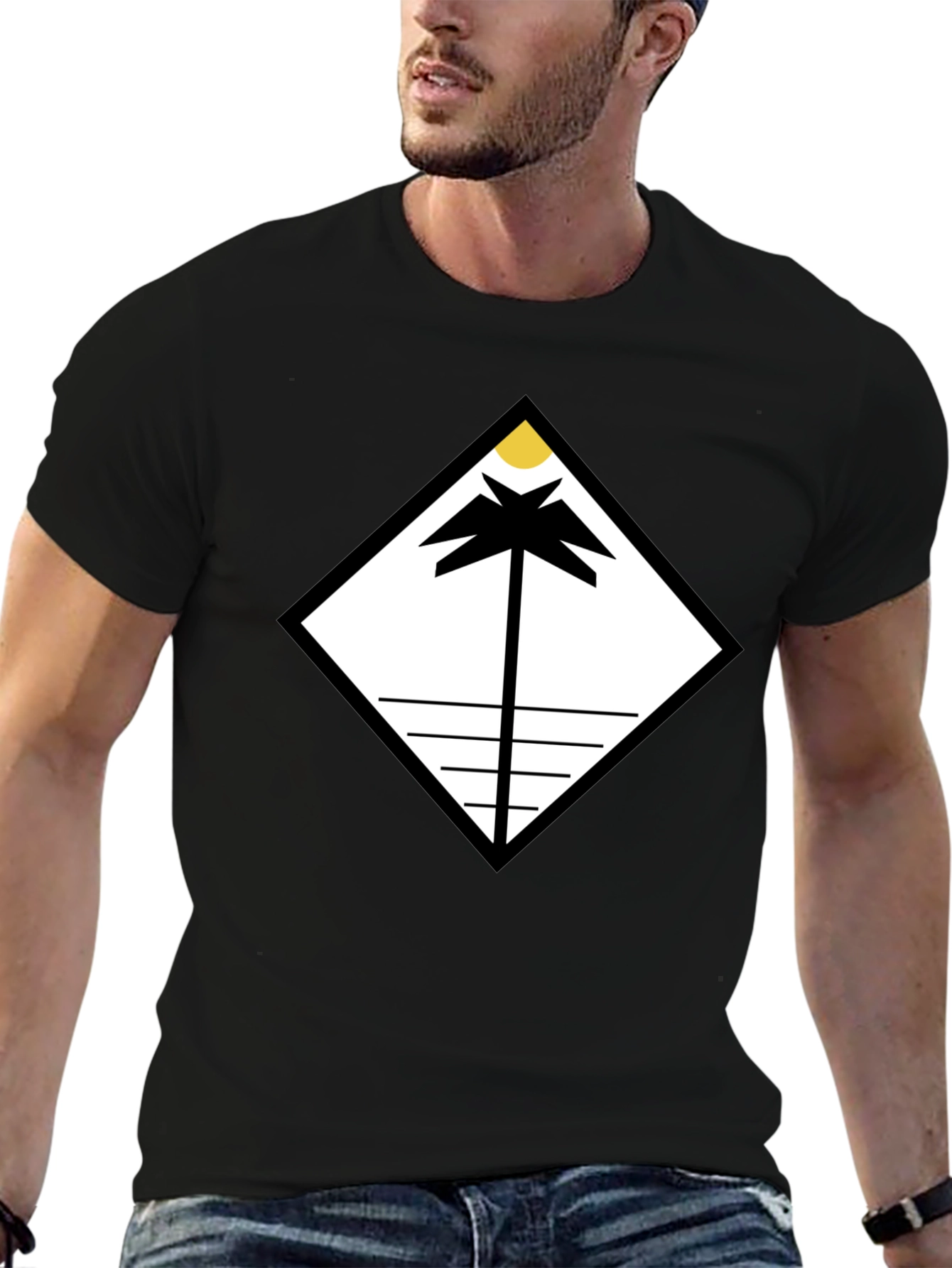 Geometric Palm Tee - Modern Minimalist Design