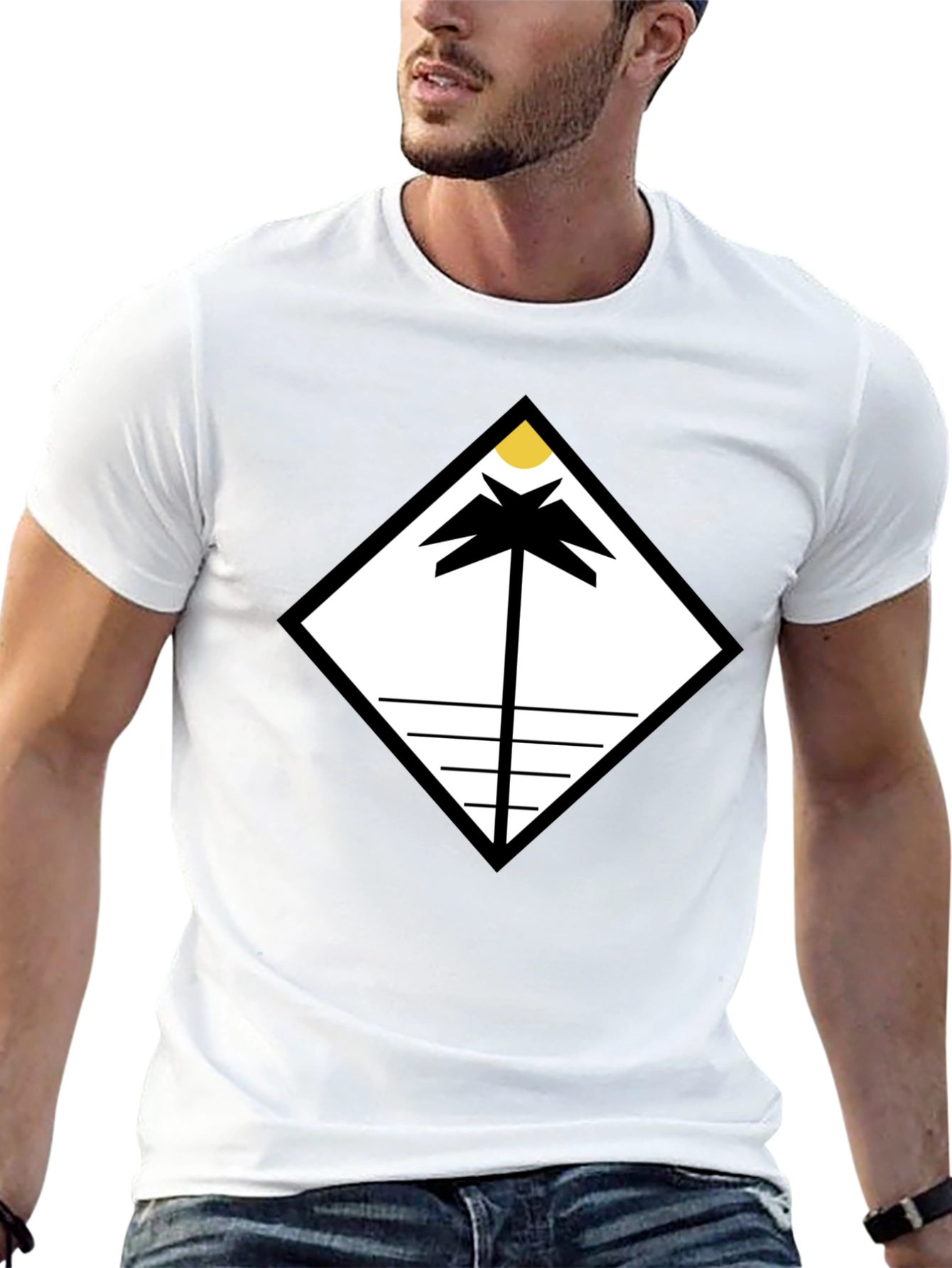 Geometric Palm Tee - Modern Minimalist Design