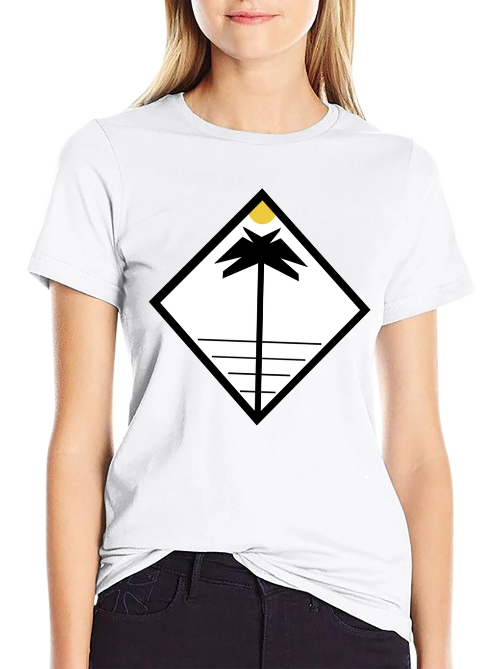 Geometric Palm Tee - Modern Minimalist Design