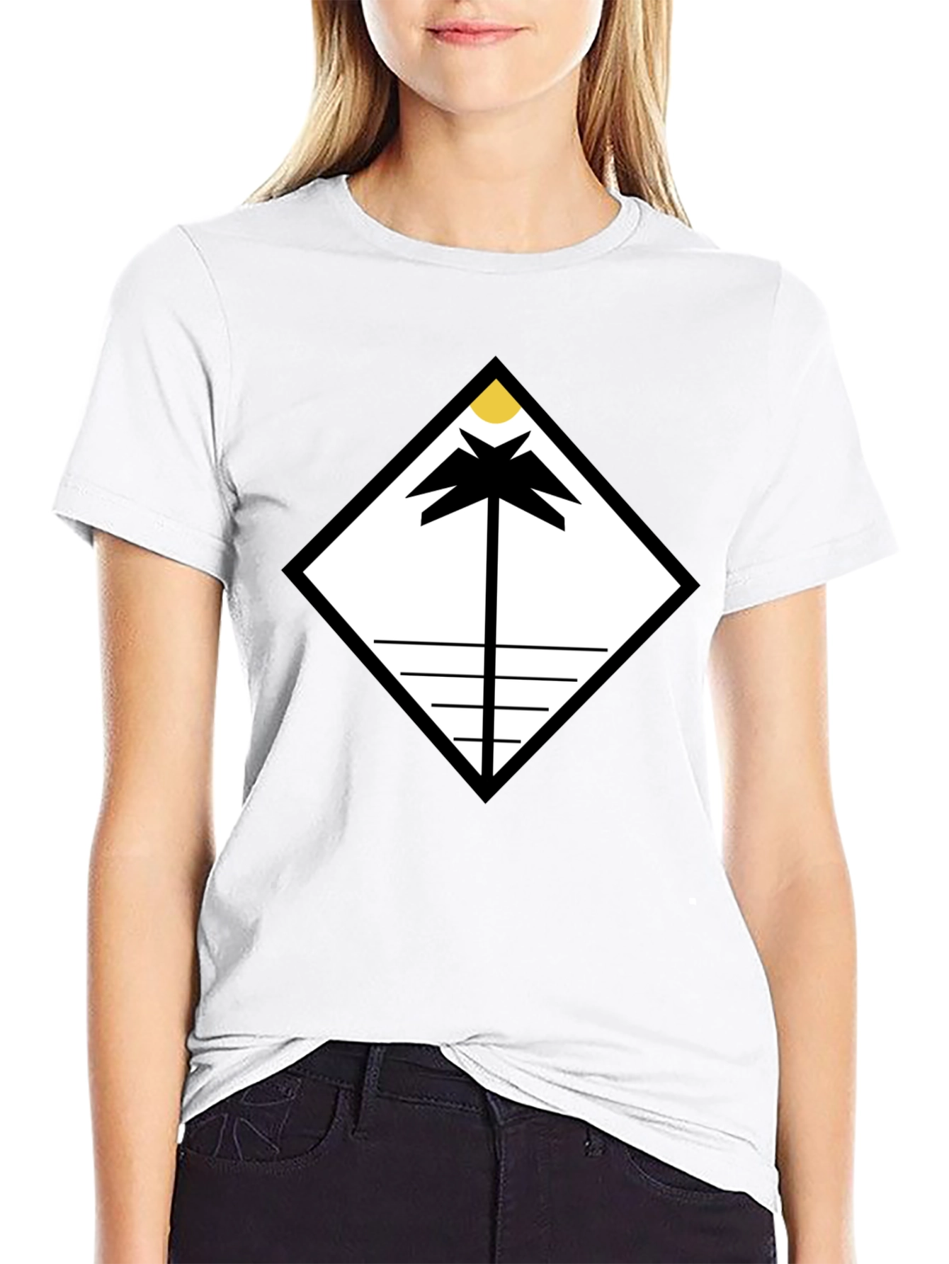Geometric Palm Tee - Modern Minimalist Design