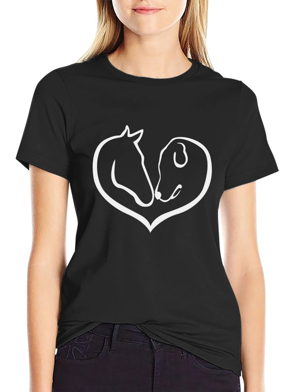 Dog and Horse Heart T-Shirt Animal Lover Tee