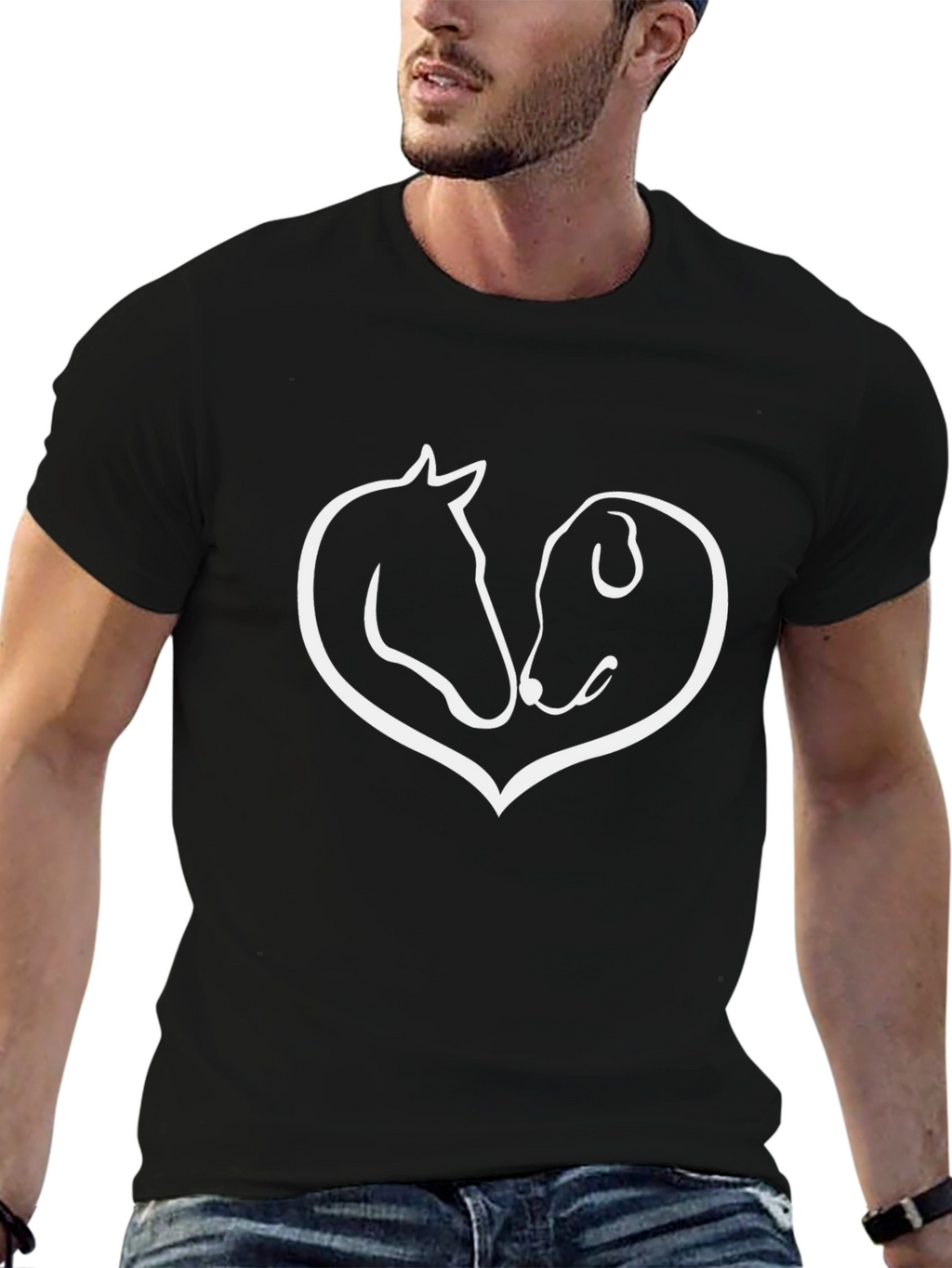Dog and Horse Heart T-Shirt Animal Lover Tee