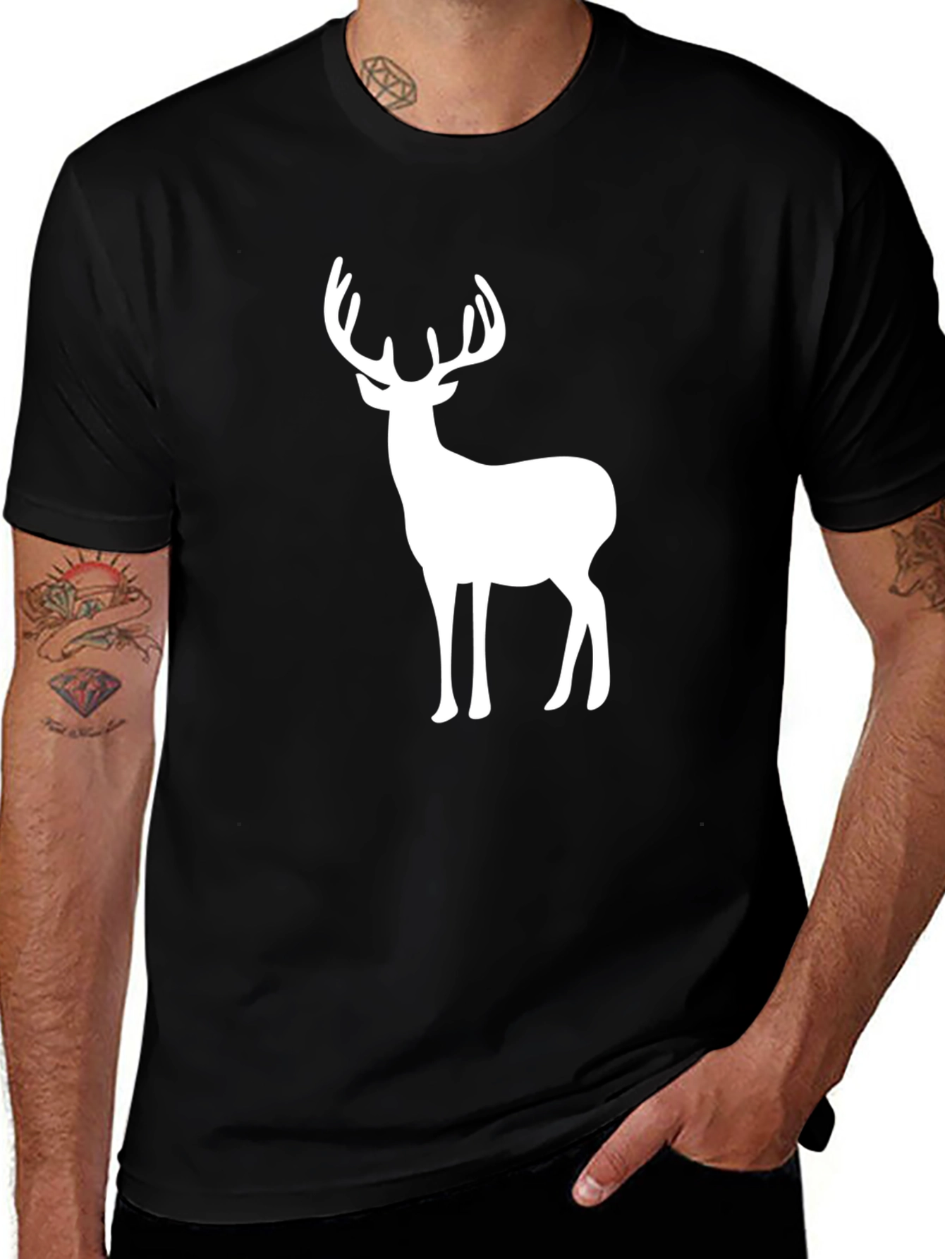 Deer Graphic Tee - Mens Black T-Shirt