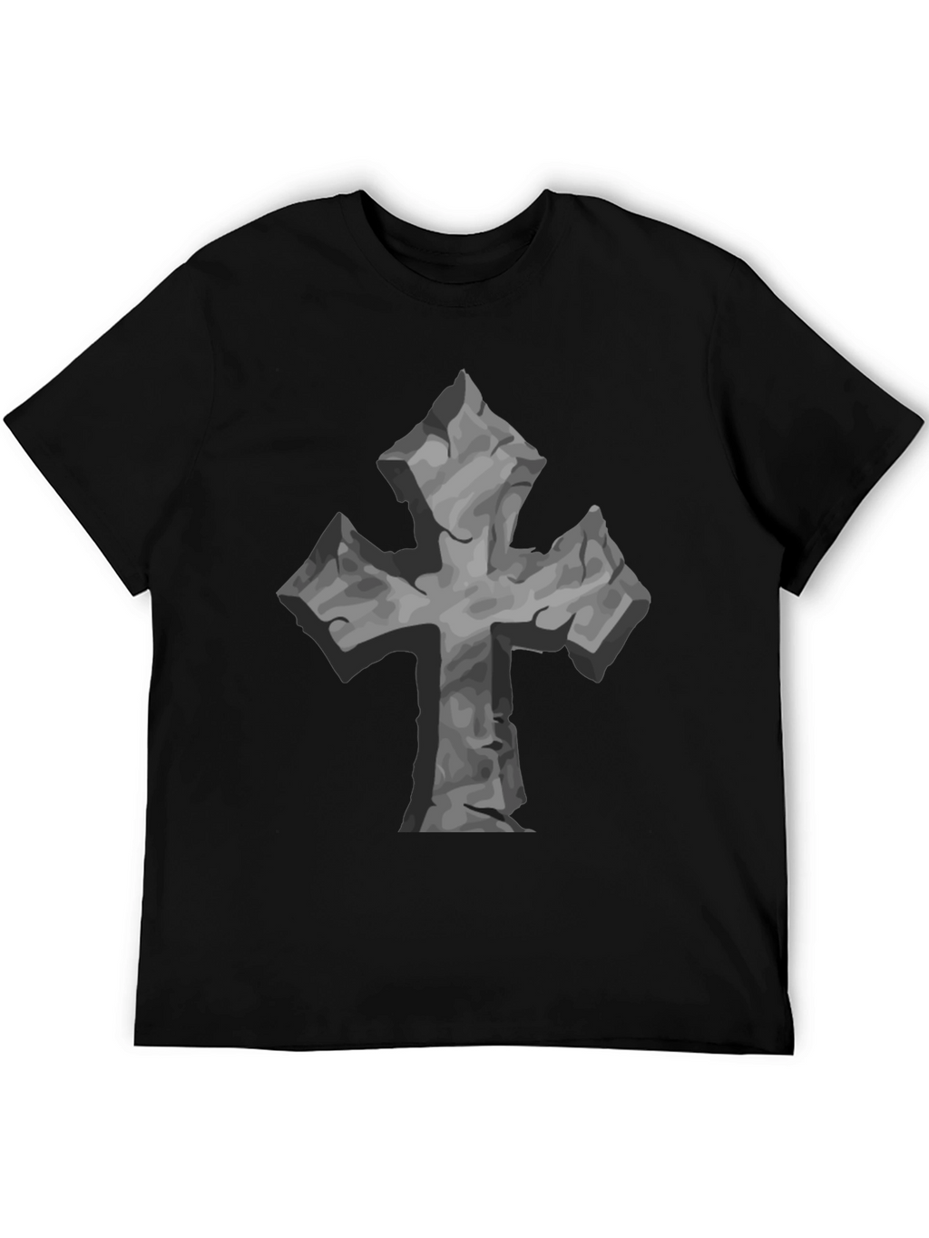 Stone Cross Graphic Tee - Black Casual T-Shirt