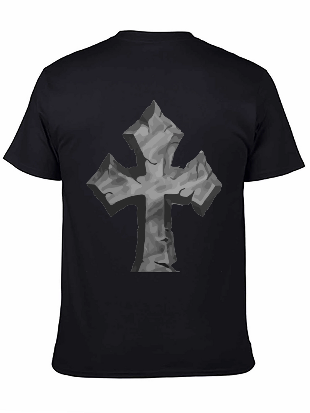 Stone Cross Graphic Tee - Black Casual T-Shirt