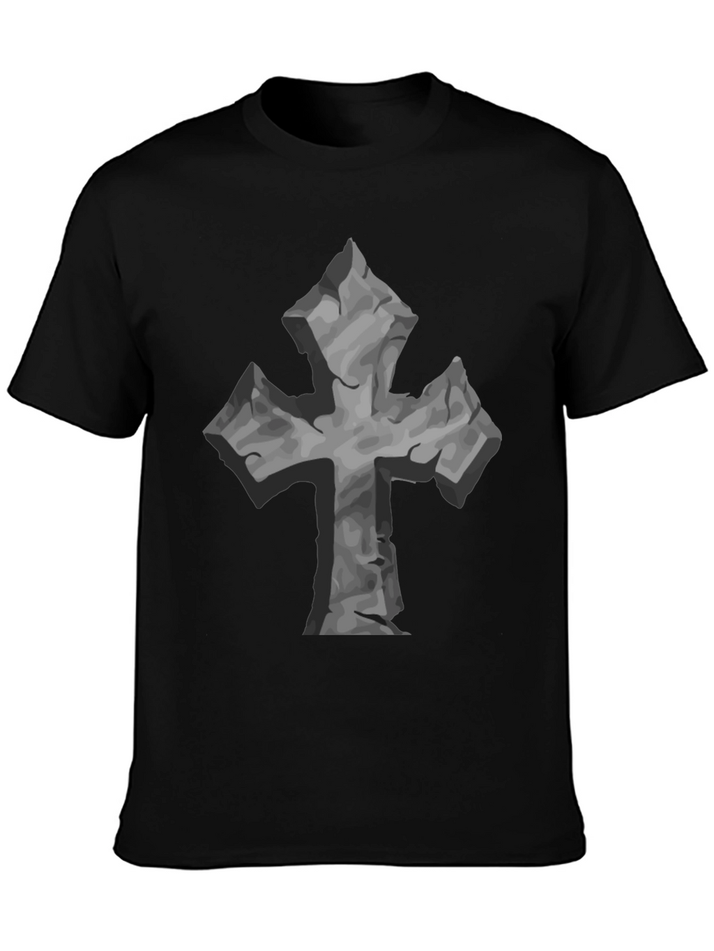 Stone Cross Graphic Tee - Black Casual T-Shirt