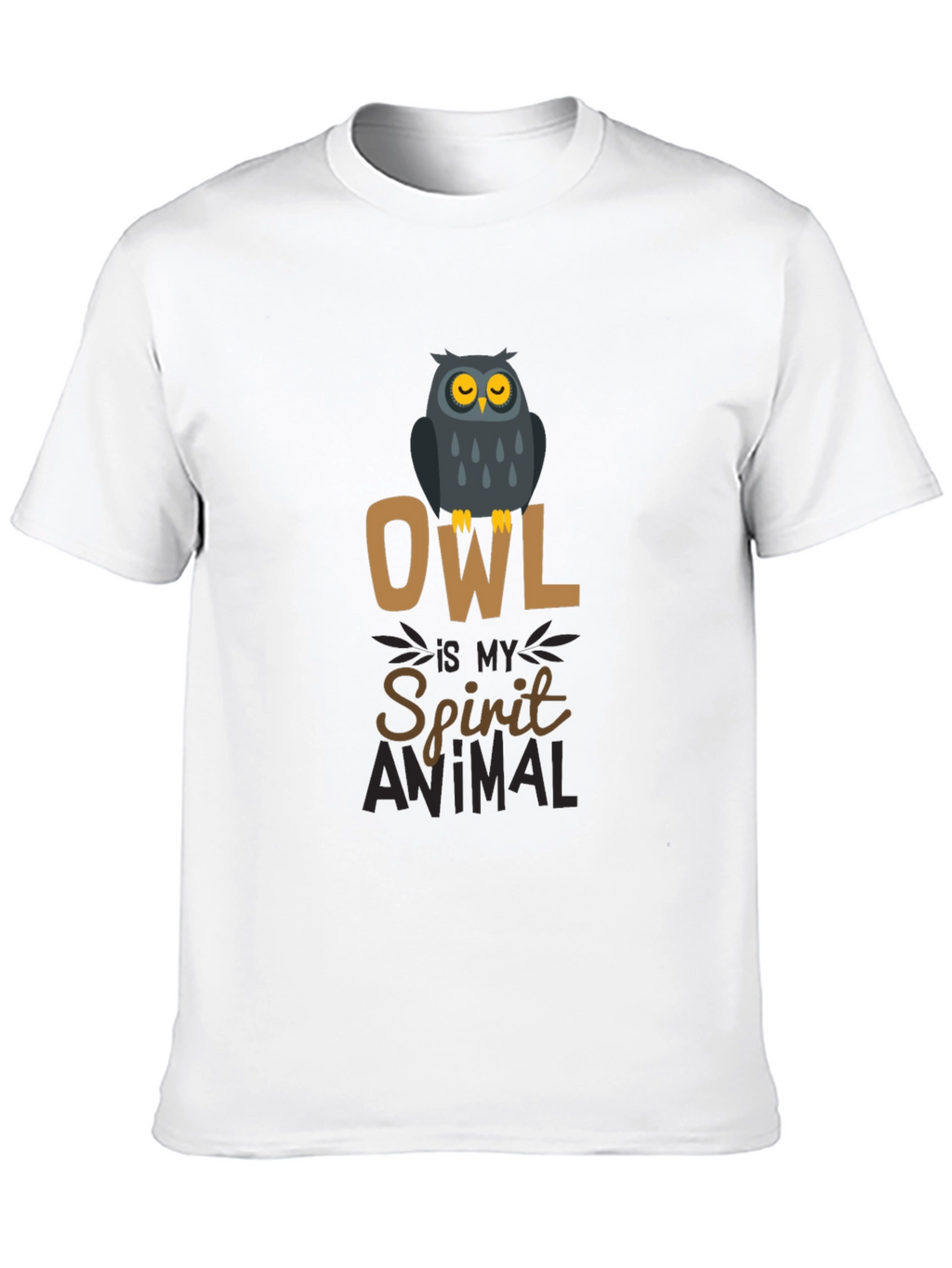 Owl Spirit Animal Black Cotton Graphic T-Shirt