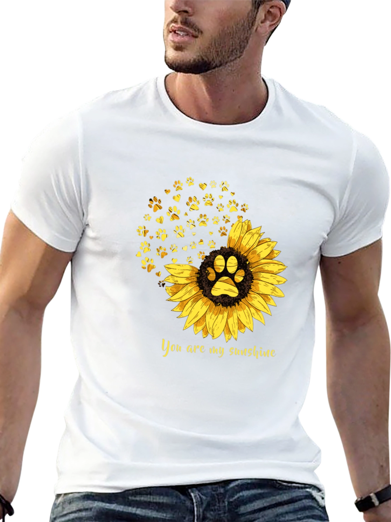Sunflower Paw Print T-Shirt: You Are My Sunshine