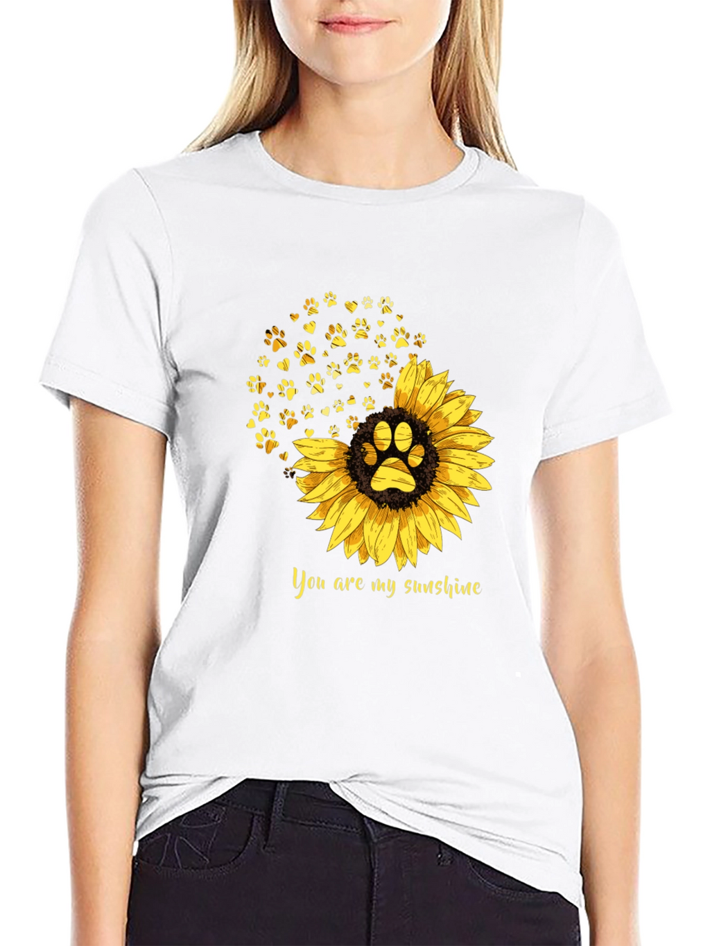 Sunflower Paw Print T-Shirt: You Are My Sunshine