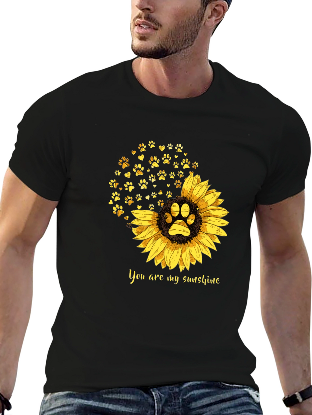 Sunflower Paw Print T-Shirt: You Are My Sunshine