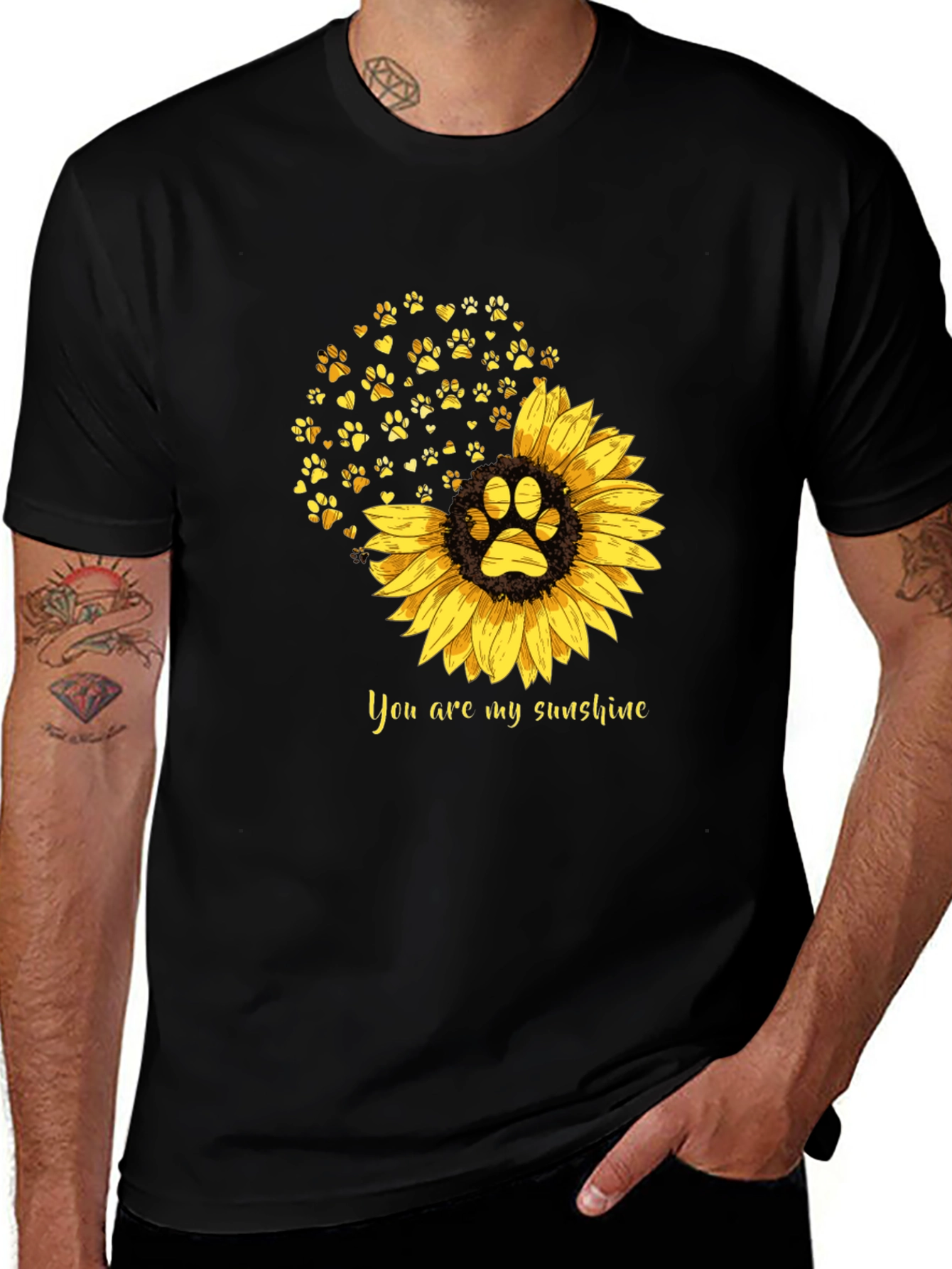 Sunflower Paw Print T-Shirt: You Are My Sunshine