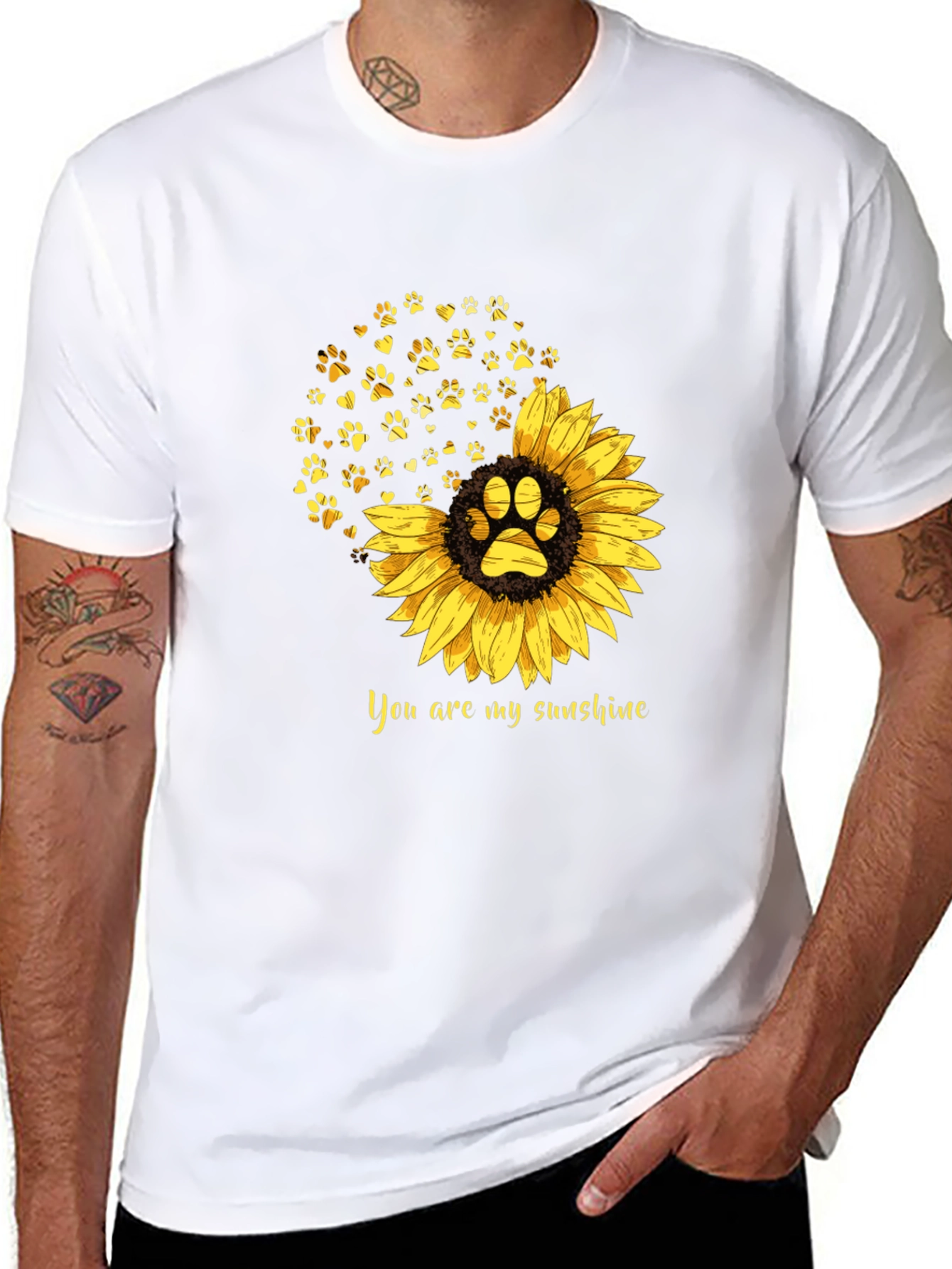 Sunflower Paw Print T-Shirt: You Are My Sunshine