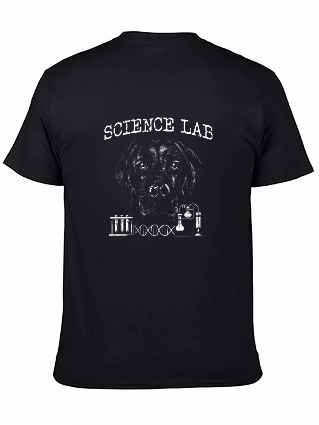 Science Lab Dog Graphic Tee - Black Cotton T-Shirt