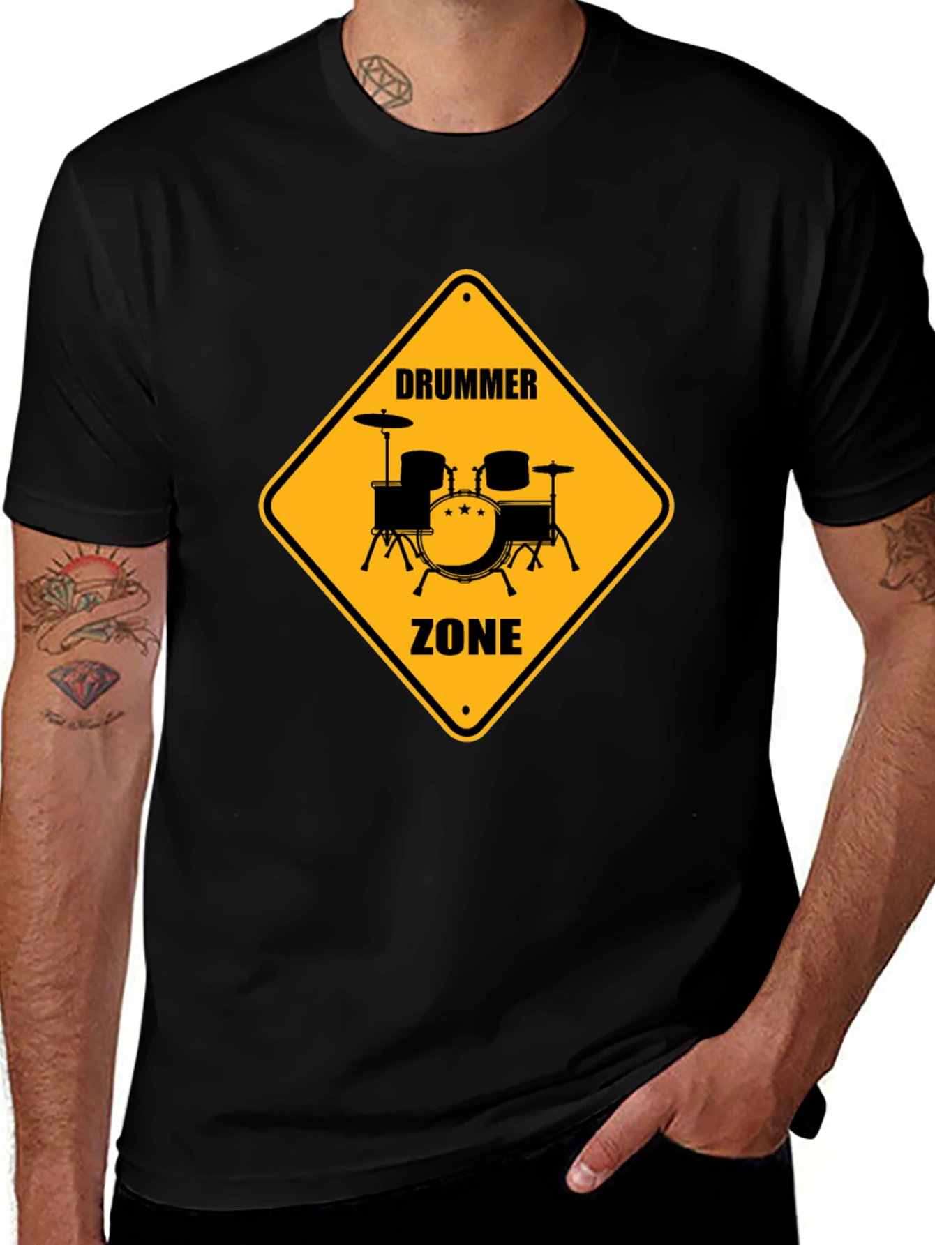 Drummer Zone Graphic Tee - Black Cotton T-Shirt