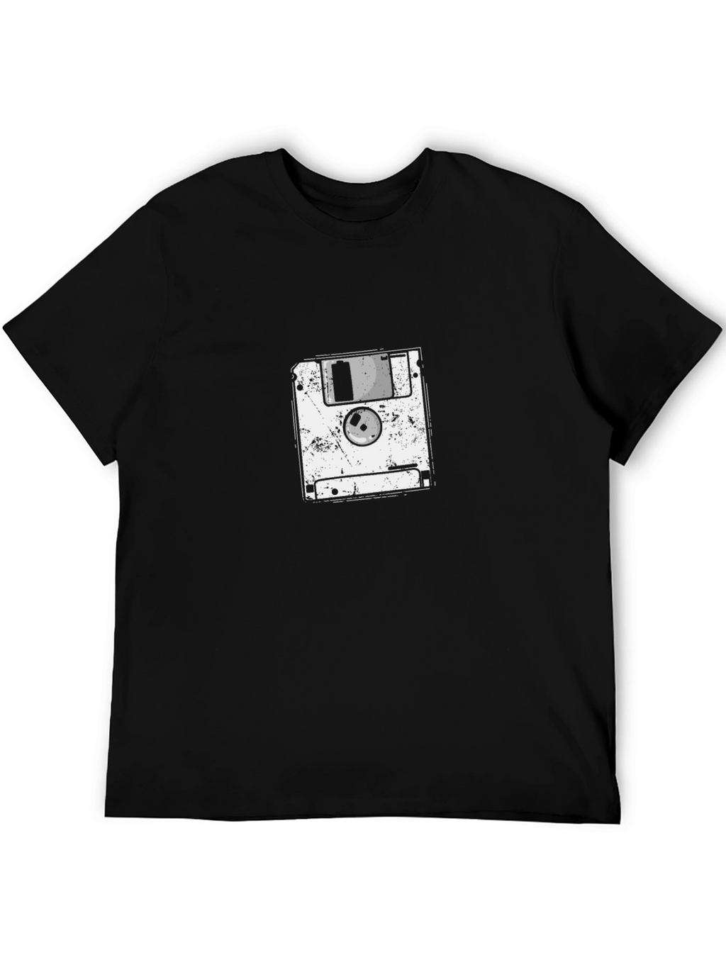 Retro Floppy Disk Graphic T-Shirt - Black