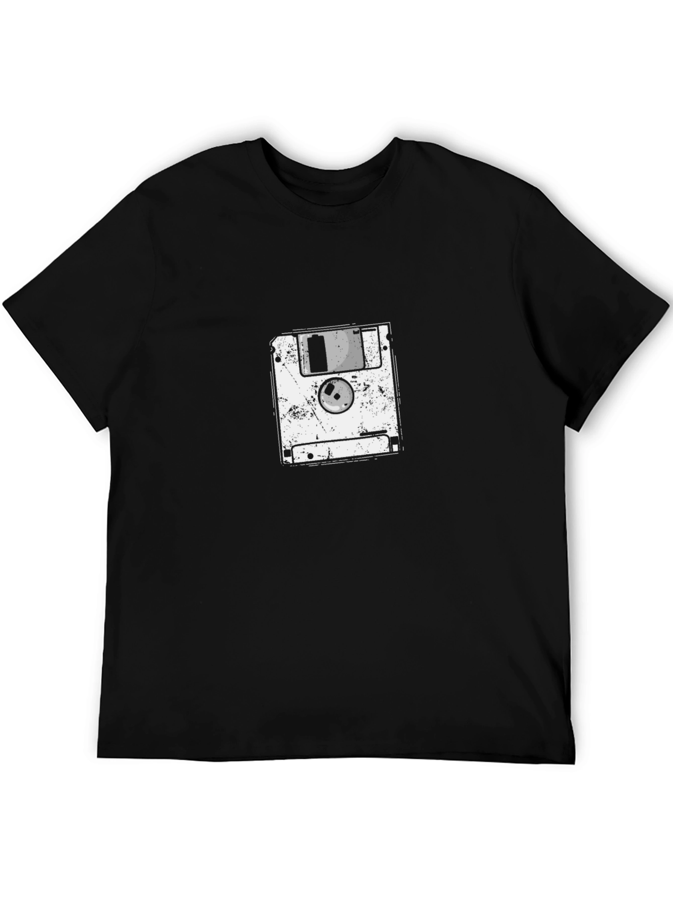 Retro Floppy Disk Graphic T-Shirt - Black
