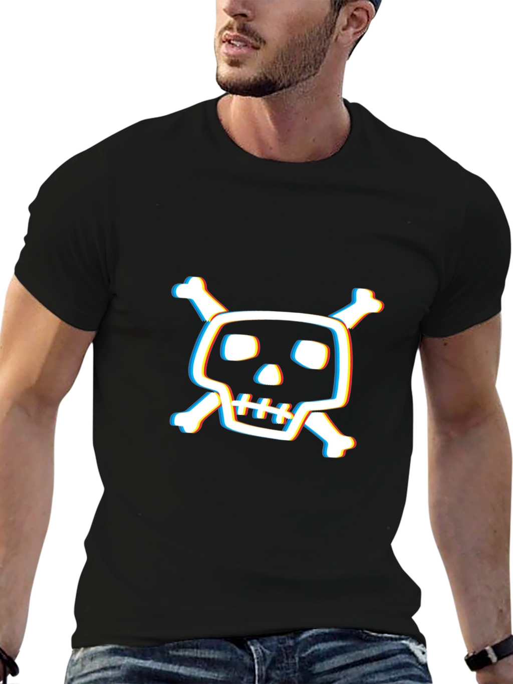 Skull & Crossbones Graphic Tee - Mens Black T-Shirt