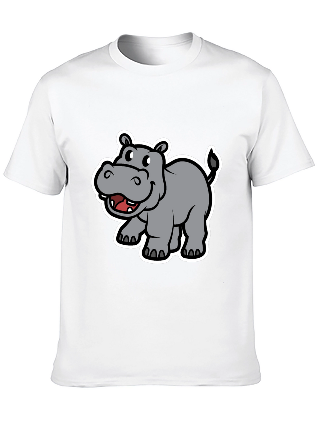 Hippo Cartoon Graphic Black T-Shirt
