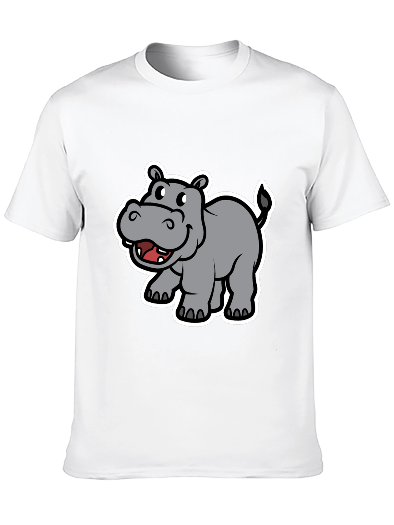 Hippo Cartoon Graphic Black T-Shirt