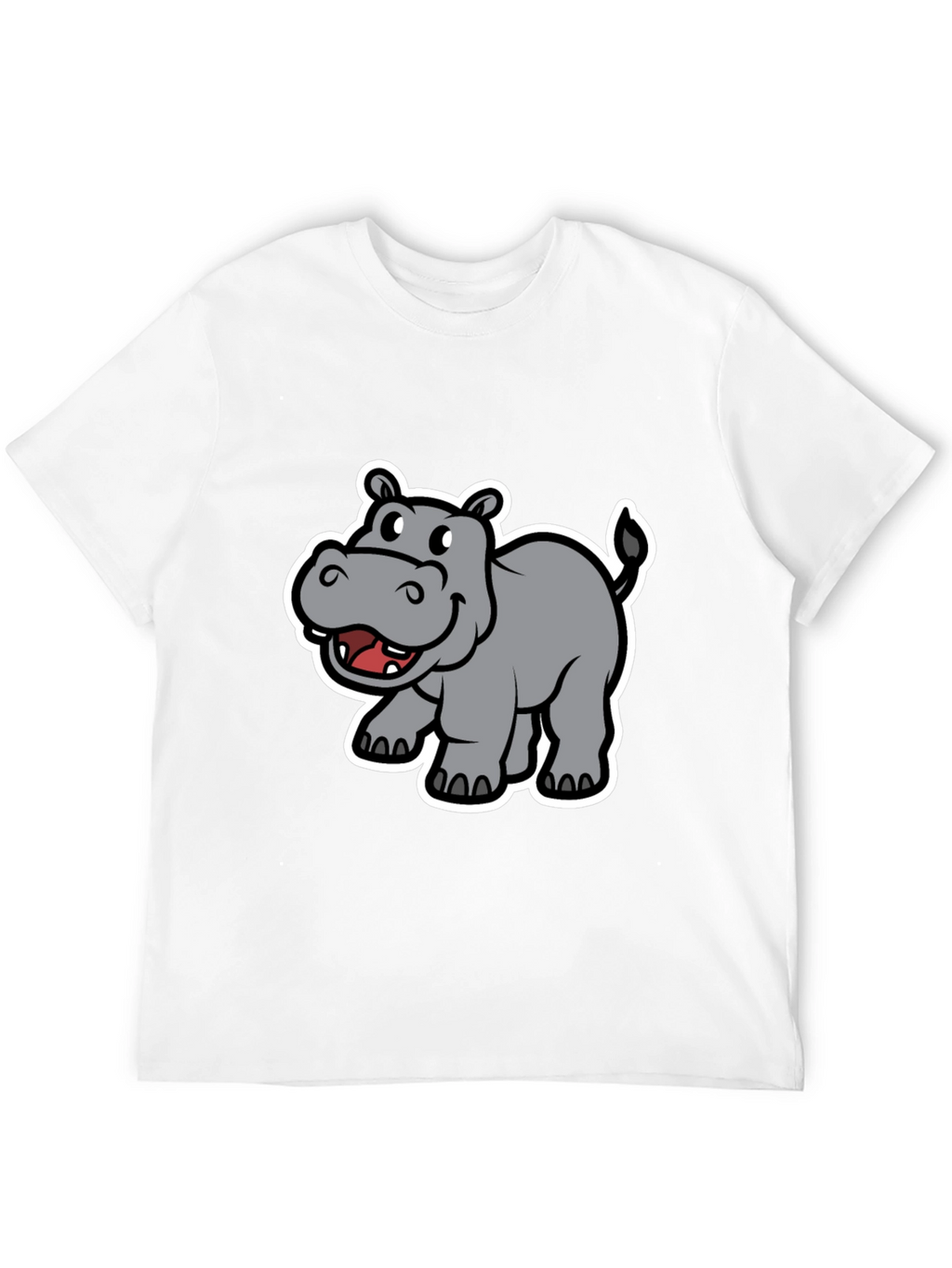 Hippo Cartoon Graphic Black T-Shirt