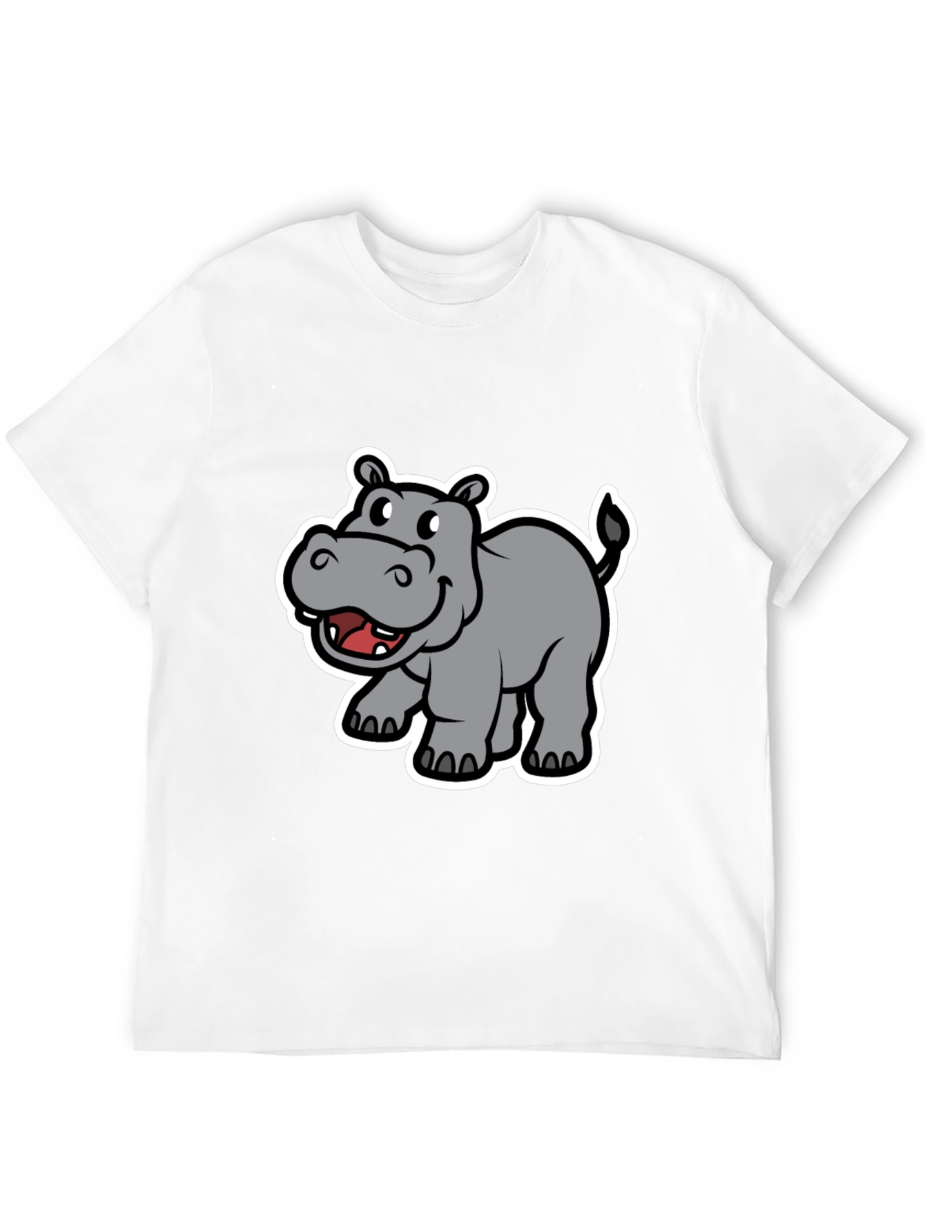 Hippo Cartoon Graphic Black T-Shirt