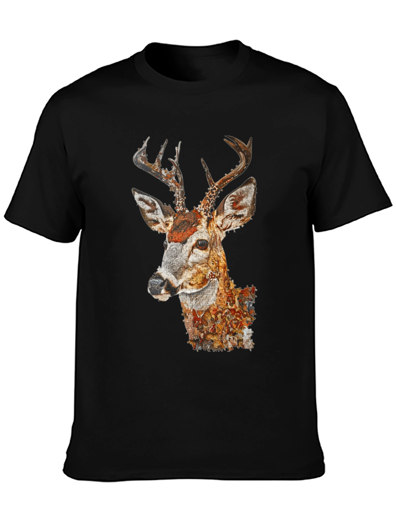 Deer Portrait Graphic Tee - Mens Black T-Shirt
