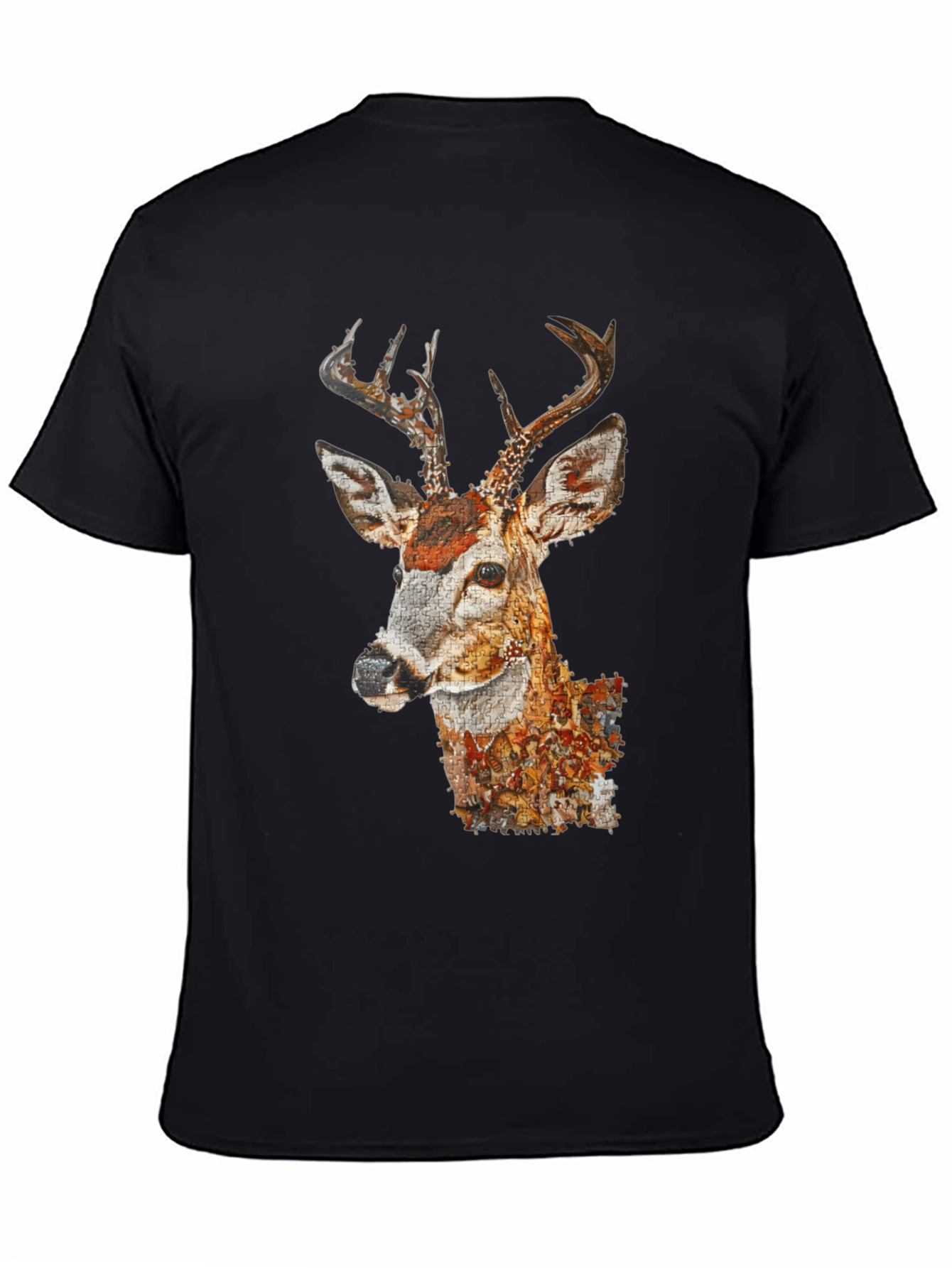 Deer Portrait Graphic Tee - Mens Black T-Shirt