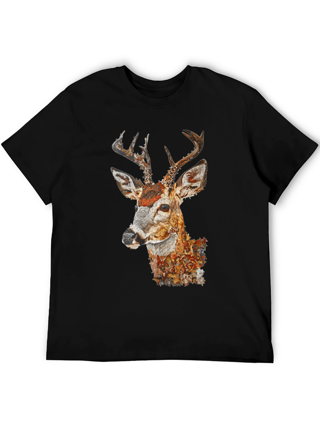 Deer Portrait Graphic Tee - Mens Black T-Shirt