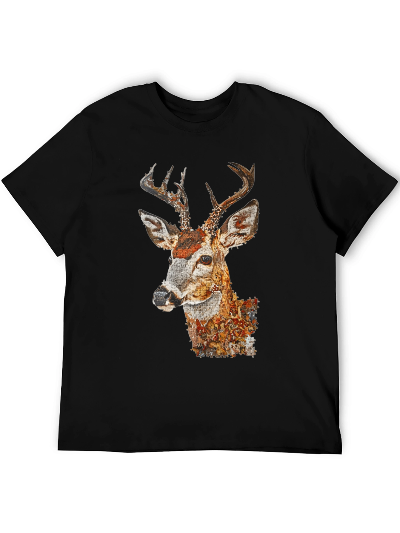 Deer Portrait Graphic Tee - Mens Black T-Shirt