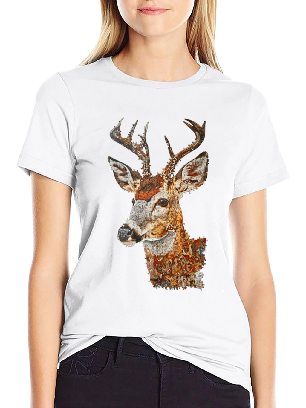 Deer Portrait Graphic Tee - Mens Black T-Shirt